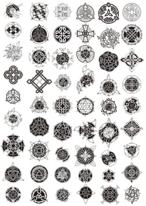 Collection of 56 Unique Black and White Celtic Knot Circular Designs Free Vector