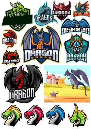 Collection of Dragon-themed Vector Logos and Illustrations Free Vector