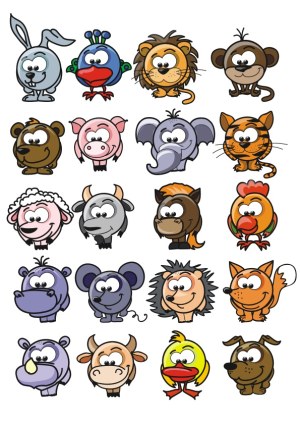 Cute Cartoon Animal Characters Set Free Vector