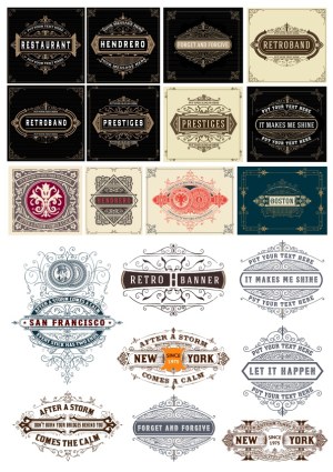 Collection of Vintage and Retro Ornate Label and Banner Designs Free Vector