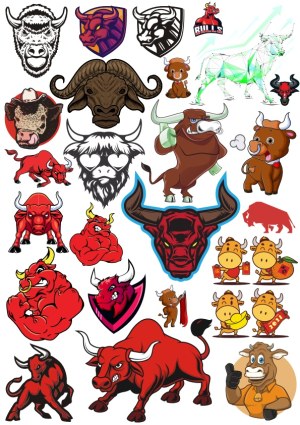 Collection of Bull and Buffalo Vector Illustrations and Mascots Free Vector