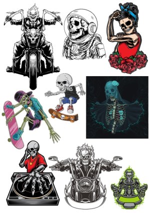 Skull and Skeleton Vector Illustrations in Various Themes Free Vector