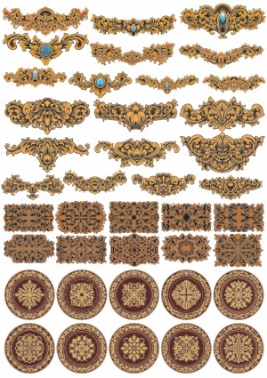 Vintage Decorative Ornate Baroque Borders and Circular Patterns Free Vector