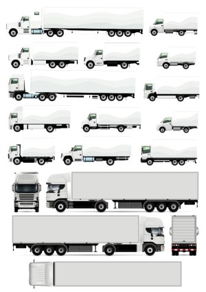 Collection of Various White Cargo Truck Vector Illustrations Free Vector