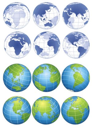 Vector Globes Showing Different World Continents Views Free Vector