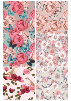 Floral Patterns with Roses, Butterflies, and Birds Set Free Vector