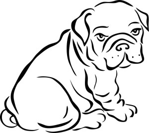 Black and White Bulldog Line Art Vector Free Vector