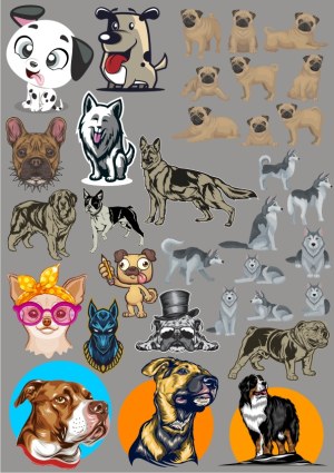 Variety of Dog Breeds Illustrated in Different Styles Free Vector