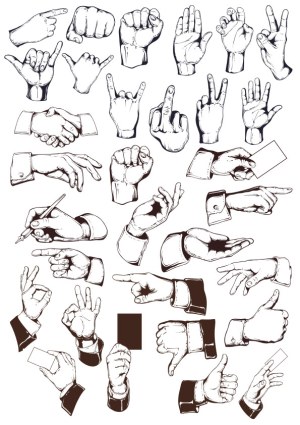 Detailed Hand Gestures and Signs Vector Set Free Vector
