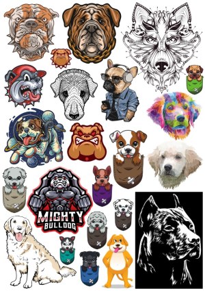 Collection of Bulldog and Various Dog Vector Illustrations Free Vector