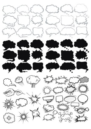 Comic Style Speech and Thought Bubbles Vector Set Free Vector