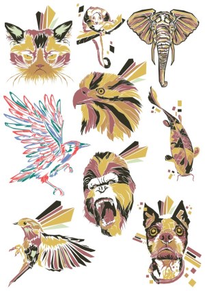 Geometric Animal Vector Art Collection Free Vector