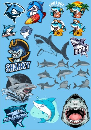 Shark Cartoon and Realistic Vector Illustrations Collection Free Vector