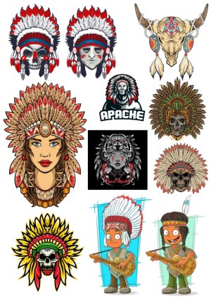 Native American Inspired Vector Illustrations Collection Free Vector