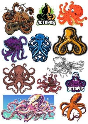 Collection of Colorful Octopus Vector Designs and Logos Free Vector