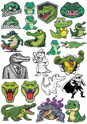 Crocodile and Alligator Cartoon and Mascot Vector Collection Free Vector