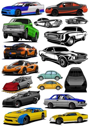 Collection of Various Vector Car Illustrations Free Vector