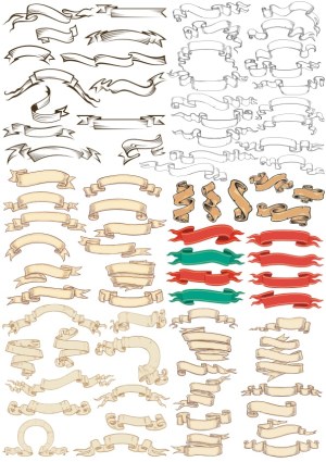Collection of Decorative Vintage and Colorful Ribbon Banner Vectors Free Vector