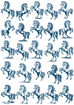 Set of 25 Detailed Vector Illustrations of Rearing Horses Free Vector