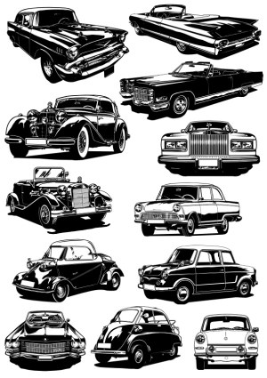 Vintage Classic Cars Vector Collection Free Vector