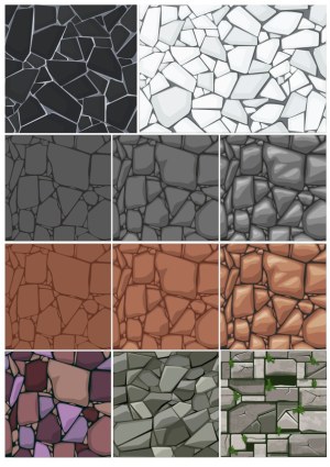 Variety of Vector Stone Wall Patterns in Different Colors and Styles Free Vector