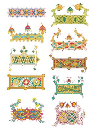 Decorative Celtic and Floral Vector Borders Free Vector