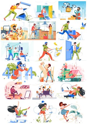 Diverse Modern Lifestyle and Work Vector Illustrations Free Vector
