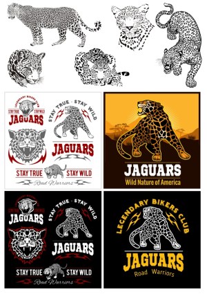 Jaguar Illustrations and Biker Club Vector Logo Designs Free Vector