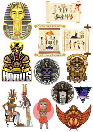 Set of Egyptian-themed Vector Illustrations and Symbols Free Vector