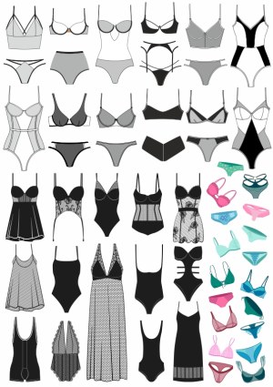 Vector Collection of Women's Lingerie and Swimwear Styles Free Vector