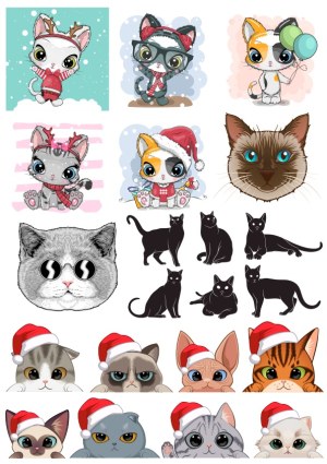 Cute Cats and Kittens Vector Collection with Christmas and Party Themes Free Vector
