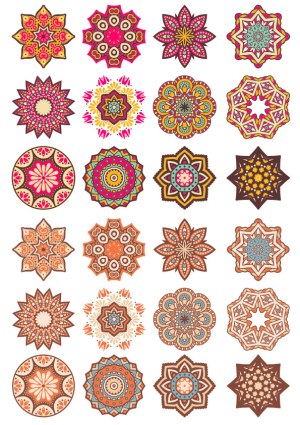 Colorful Decorative Mandala and Geometric Star Vector Set Free Vector