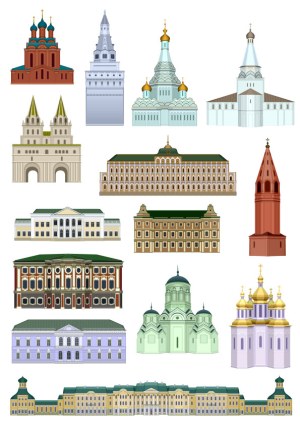 Vector Illustrations of Russian Architectural Landmarks Free Vector