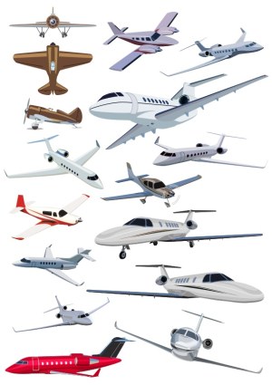 Set of Vector Business and Vintage Airplanes Free Vector