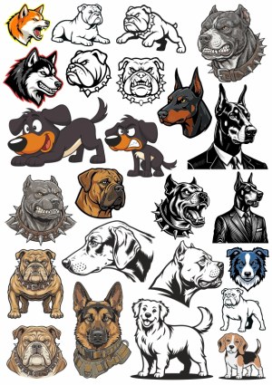 Collection of Dog Vector Illustrations and Mascots Free Vector