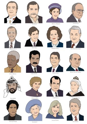 Portrait Illustrations of 20 Notable Historical and Political Figures Free Vector