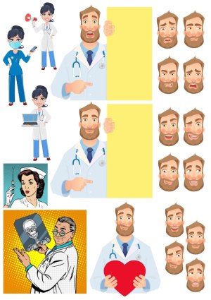 Medical Professionals and Doctor Expressions Vector Collection Free Vector
