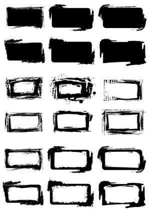 Set of 20 Grunge Black Rectangular Brush Stroke Frames Free Vector