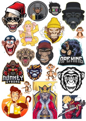 Collection of Vector Monkey and Ape Characters in Various Styles Free Vector