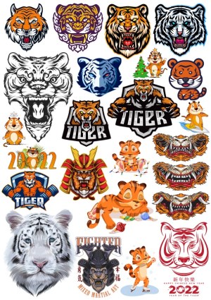 Tiger-themed Vector Illustrations and Mascots Collection 2022 Free Vector