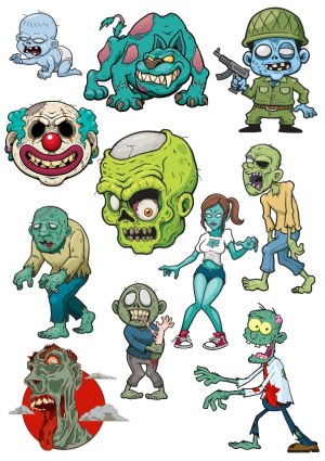 Cartoon Zombie and Monster Characters Vector Set Free Vector