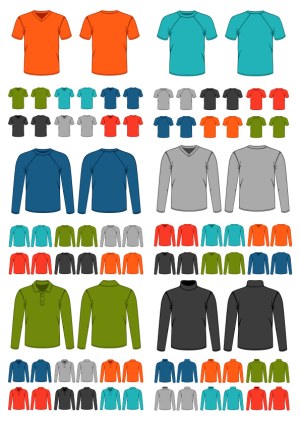 Vector Set of Mens Casual and Sports Shirts in Multiple Colors Free Vector