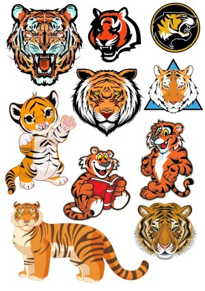 Collection of Tiger Vector Illustrations and Mascots Free Vector