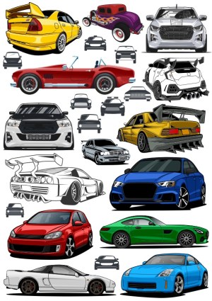 Collection of Detailed Vector Car Illustrations Free Vector