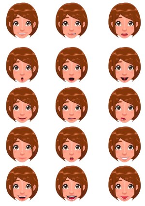 Cartoon Female Character Faces with Various Emotions Free Vector