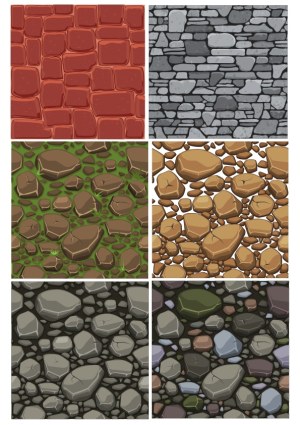Seamless Rock and Stone Wall Vector Patterns Free Vector