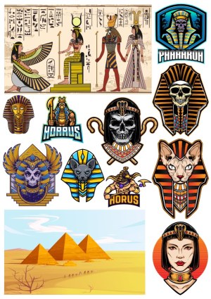Ancient Egypt and Pharaoh Themed Vector Illustrations and Logos Free Vector