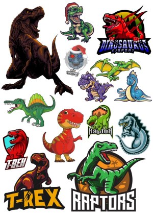 Diverse Dinosaur and T-Rex Vector Illustrations and Esport Logos Free Vector