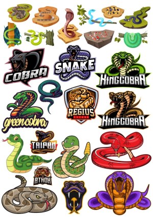 Snake and Cobra Vector Collection with Logos and Cartoon Styles Free Vector