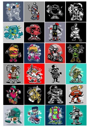 Cartoon Character Collection in Various Costumes and Objects Free Vector